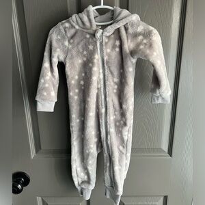 Crazy Snuggly Fuzzy Star Hooded Romper 12m